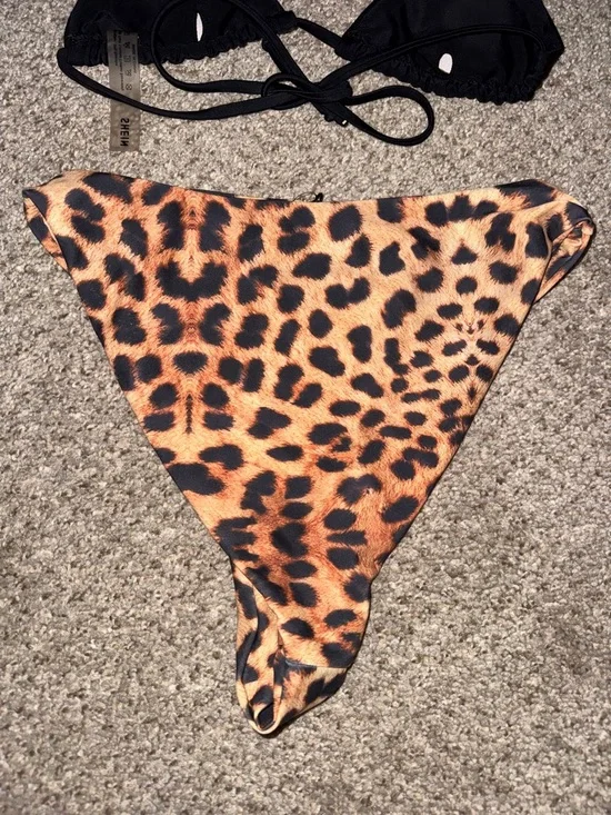 Black Triangle SHEIN Bikini Top with Leopard Print High-Cut zaful Bottoms size s - Picture 14 of 14